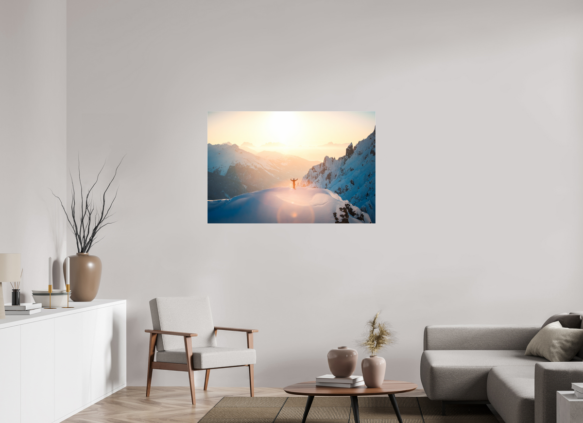 120 x 80 cm, Photo Print Under Acrylic Glass Sunset Summit, Zürs