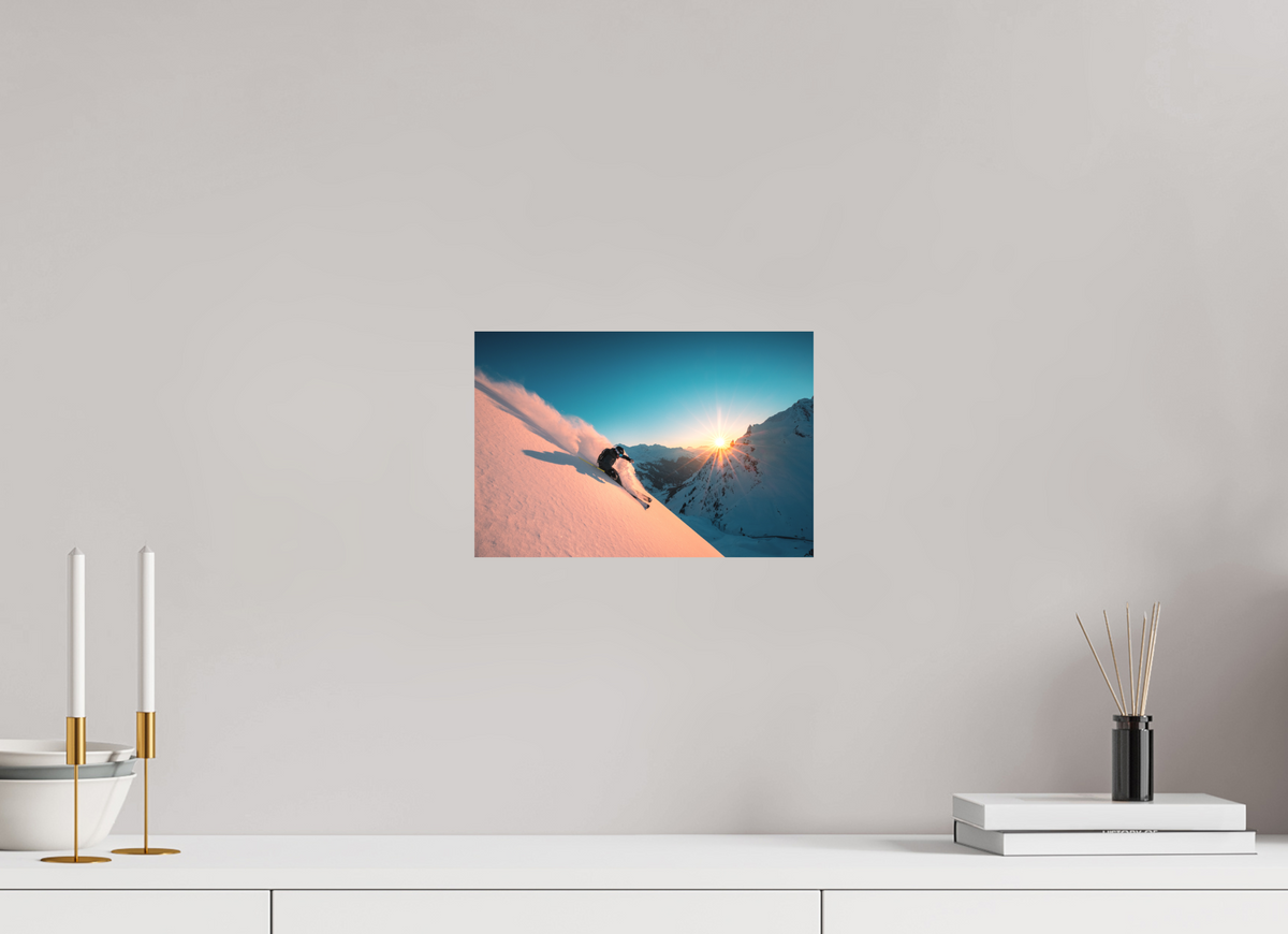 30 x 20 cm, Papierprint ohne Rahmen Skiing Into the Sunset, Flexenpass