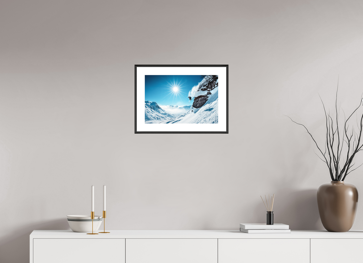 45 x 30 cm, Rahmen-Schwarz Freeride Jump, Lech Zürs