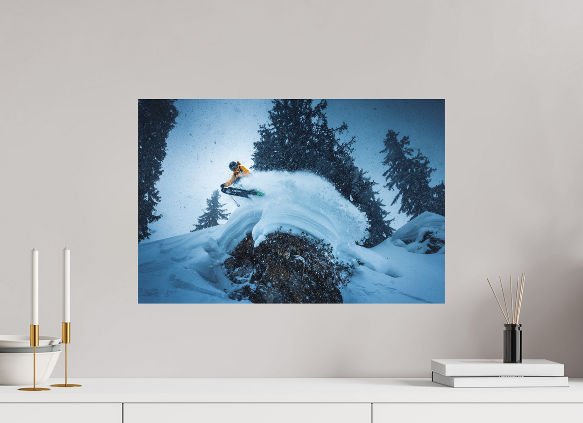 60 x 40 cm, Papierprint ohne Rahmen Freeride Jump, Sonnenkopf