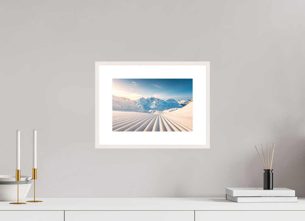 30 x 20 cm, Rahmen-Weiß Freshly Groomed Slope, Zürs