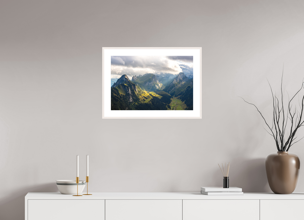 60 x 40 cm, Rahmen-Weiß Valley in the Alpstein