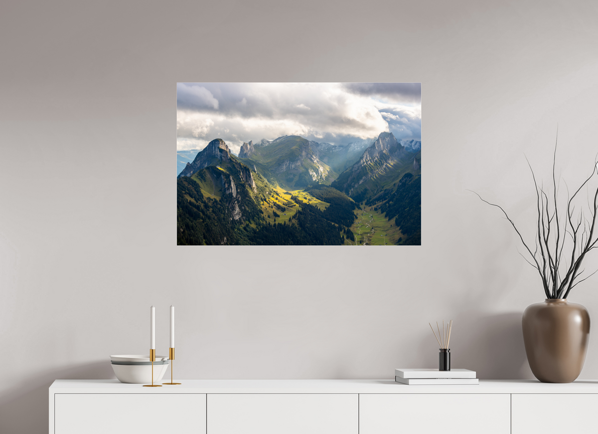 90 x 60 cm, Photo Print Under Acrylic Glass Valley in the Alpstein