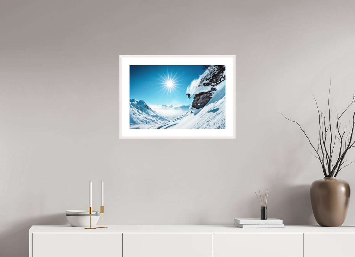 60 x 40 cm, Rahmen-Weiß Freeride Jump, Lech Zürs