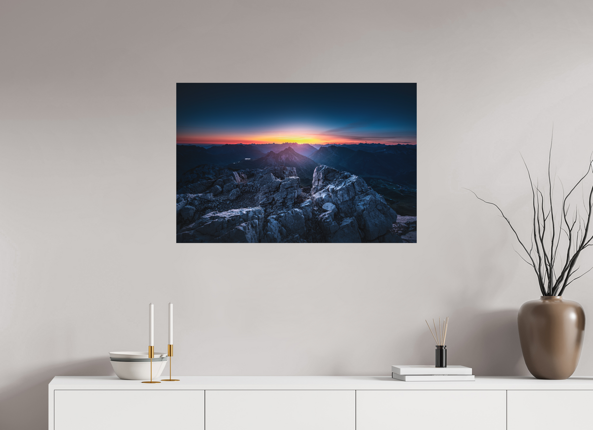 90 x 60 cm, Papierprint ohne Rahmen Sunrise at the Mohnenfluh, Lech