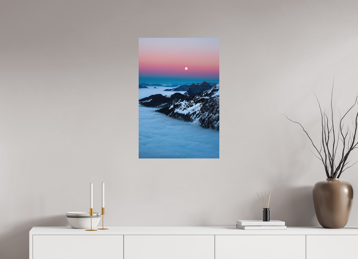 50 x 75 cm, Papierprint ohne Rahmen Moonrise Over the Sea of Fog, Hohe Matona