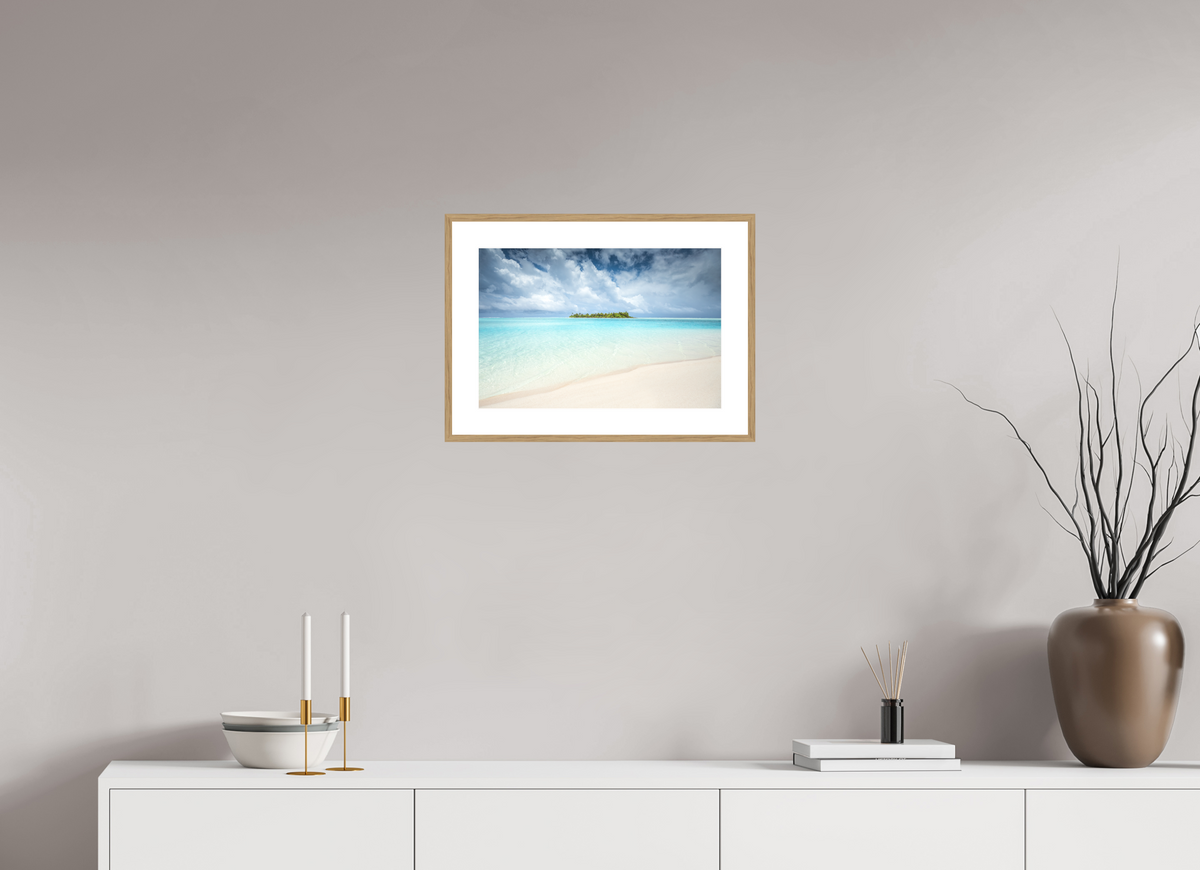45 x 30 cm, Rahmen-Holzoptik Island in the Lagoon, Aitutaki