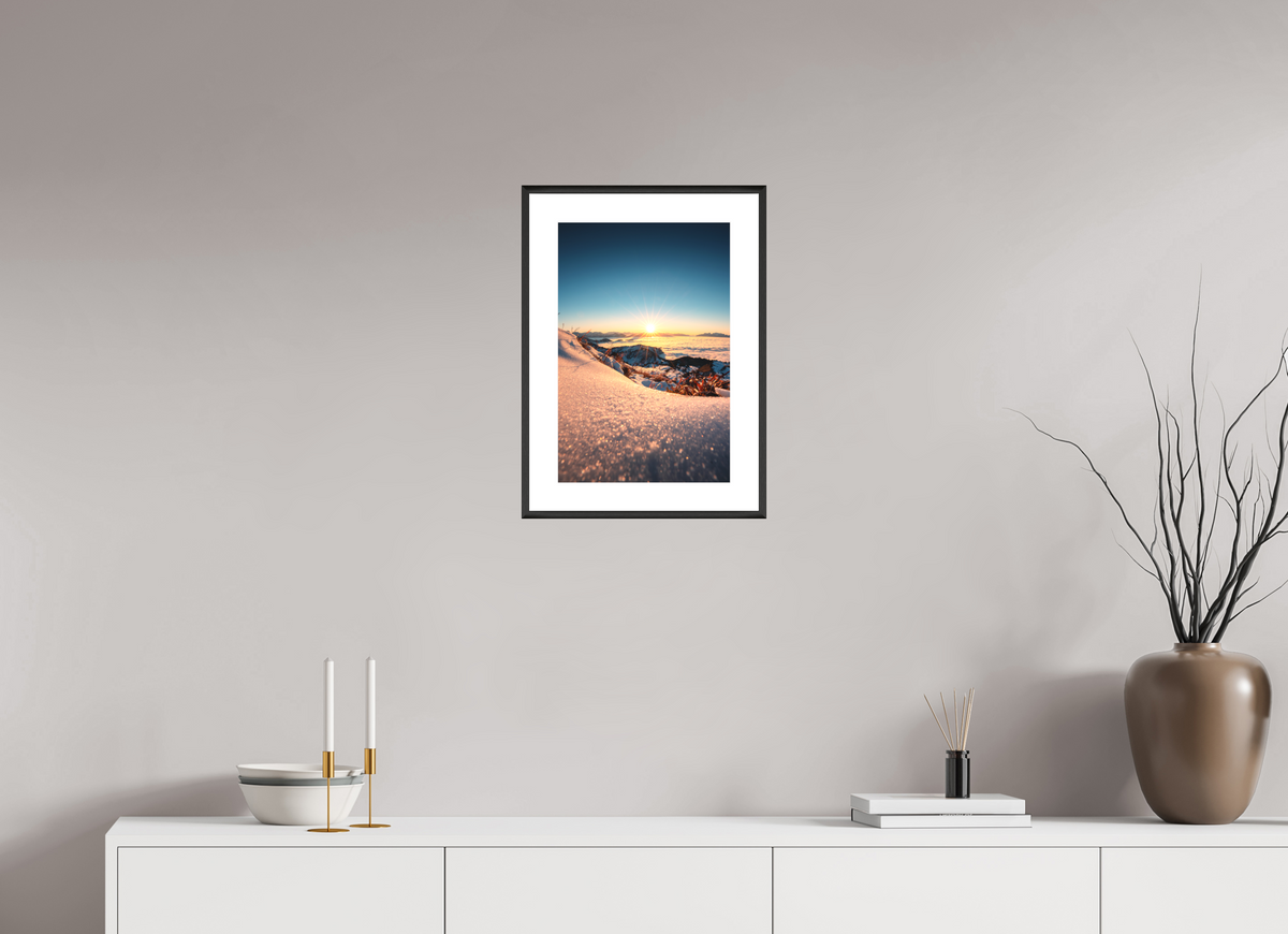 30 x 45 cm, Rahmen-Schwarz Sunset Mountain Layers, Vorarlberg