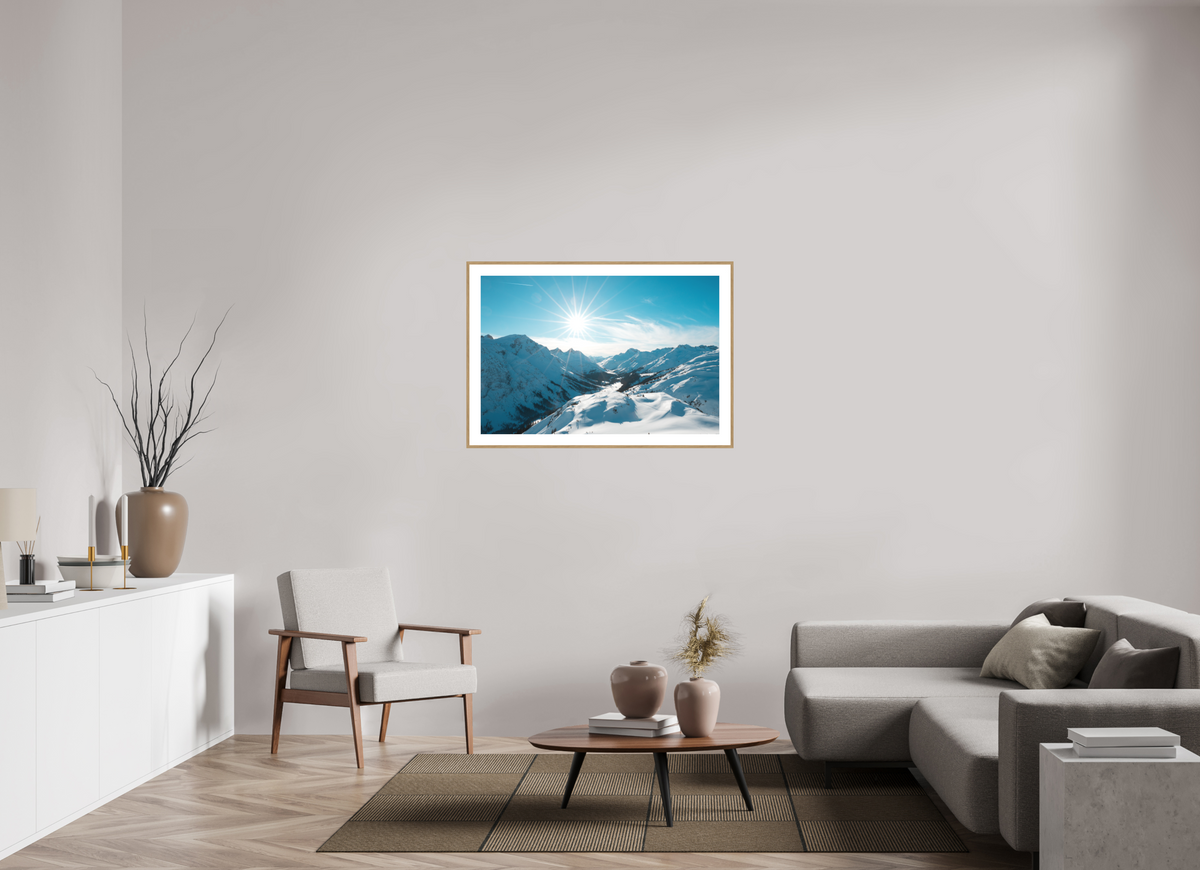 105 x 70 cm, Rahmen-Holzoptik Winter Mood in the Zugertal, Lech