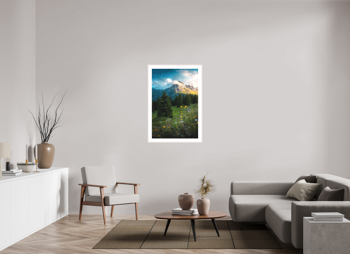 70 x 105 cm, Rahmen-Weiß Omeshorn View, Lech Austria