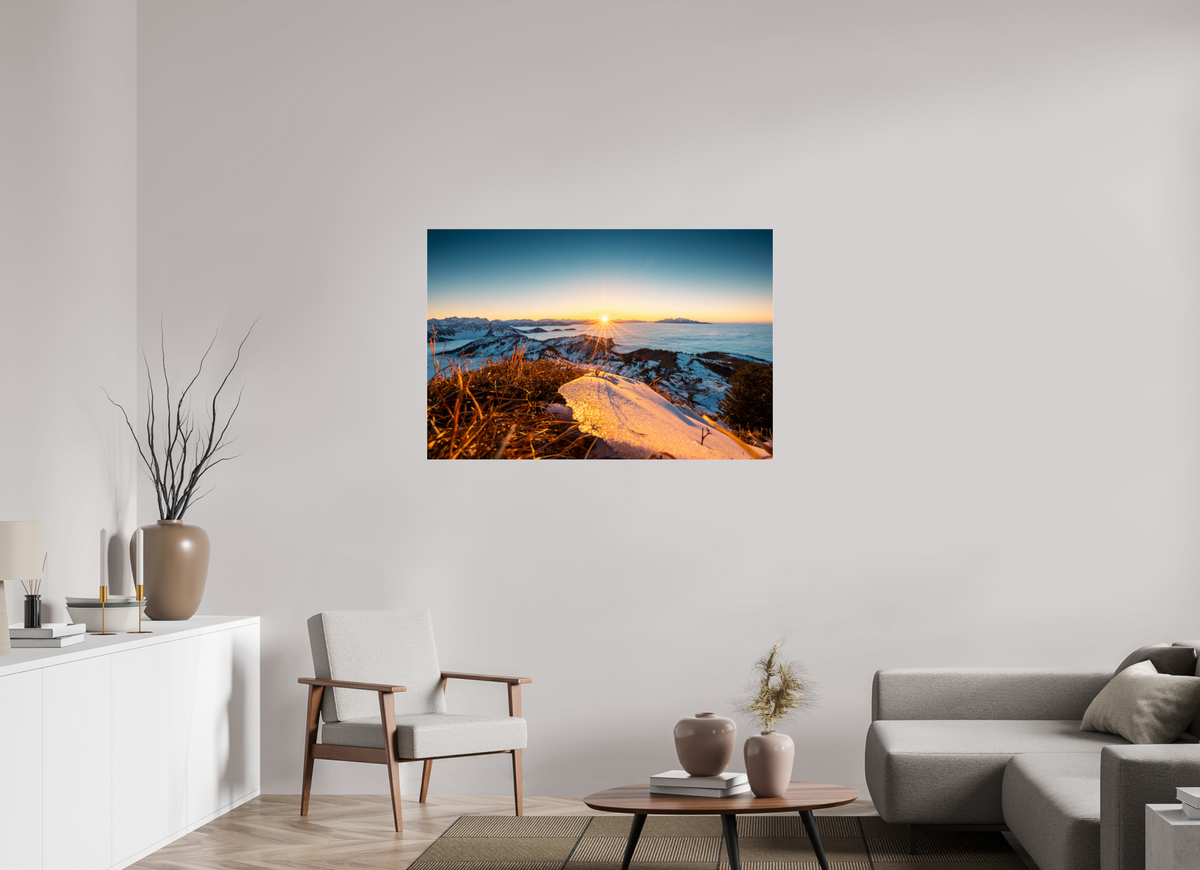 120 x 80 cm, Photo Print Under Acrylic Glass Sunset at the Hohe Matona, Vorarlberg