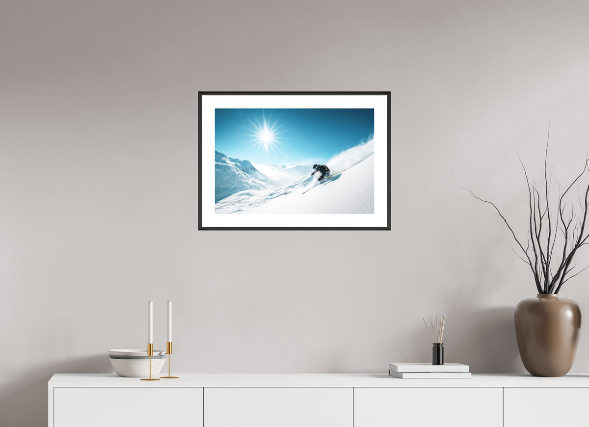 60 x 40 cm, Rahmen-Schwarz Freeride Action, Zürs