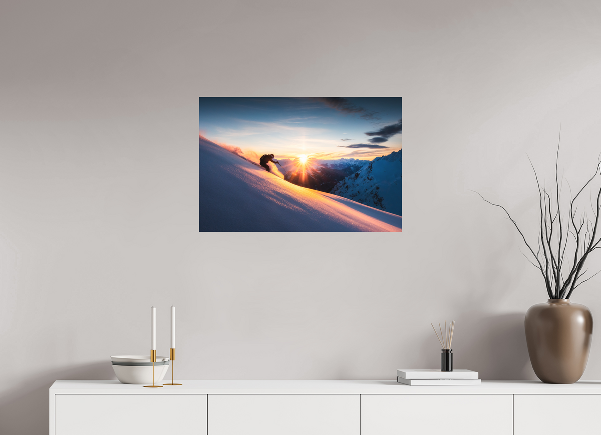 75 x 50 cm, Papierprint ohne Rahmen Ski Sunset at Trittkopf, Zürs Arlberg