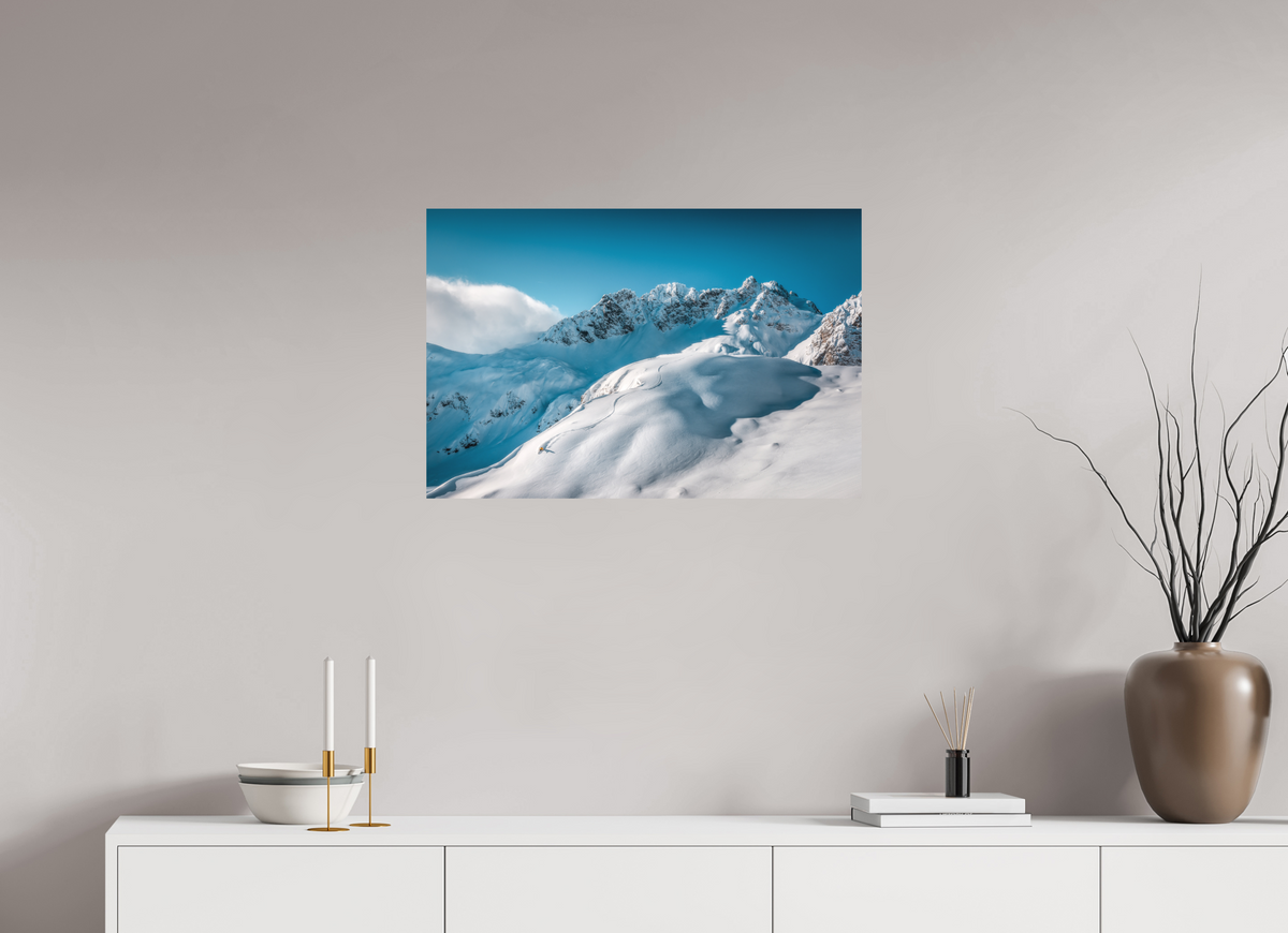 75 x 50 cm, Papierprint ohne Rahmen Freeride Curves, Lech Zürs