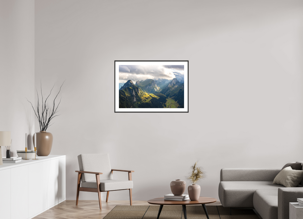 90 x 60 cm, Rahmen-Schwarz Valley in the Alpstein