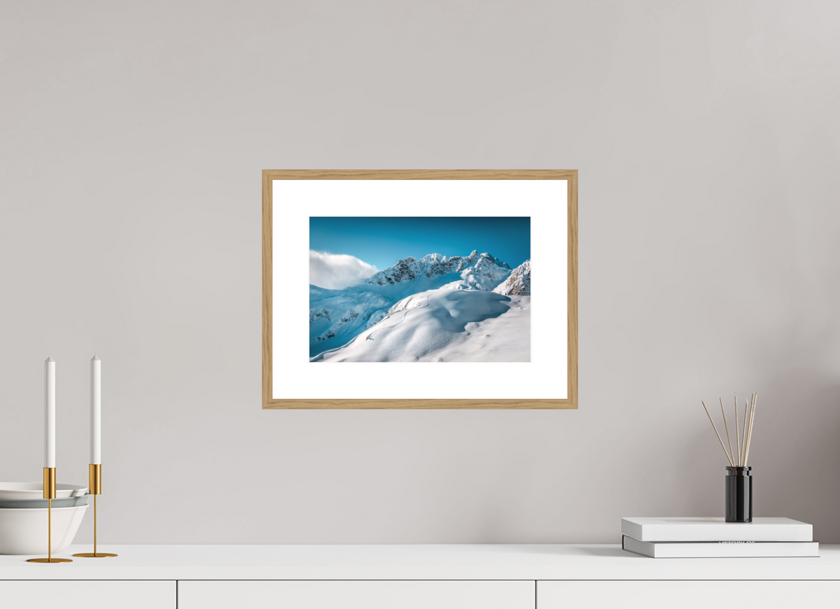 30 x 20 cm, Rahmen-Holzoptik Freeride Curves, Lech Zürs