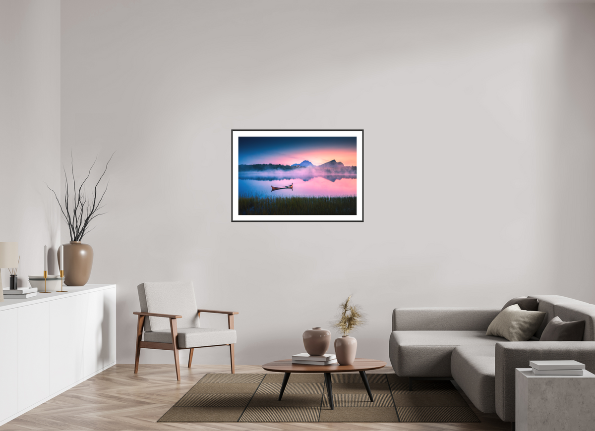 105 x 70 cm, Rahmen-Schwarz Evening Mood, Lofoten