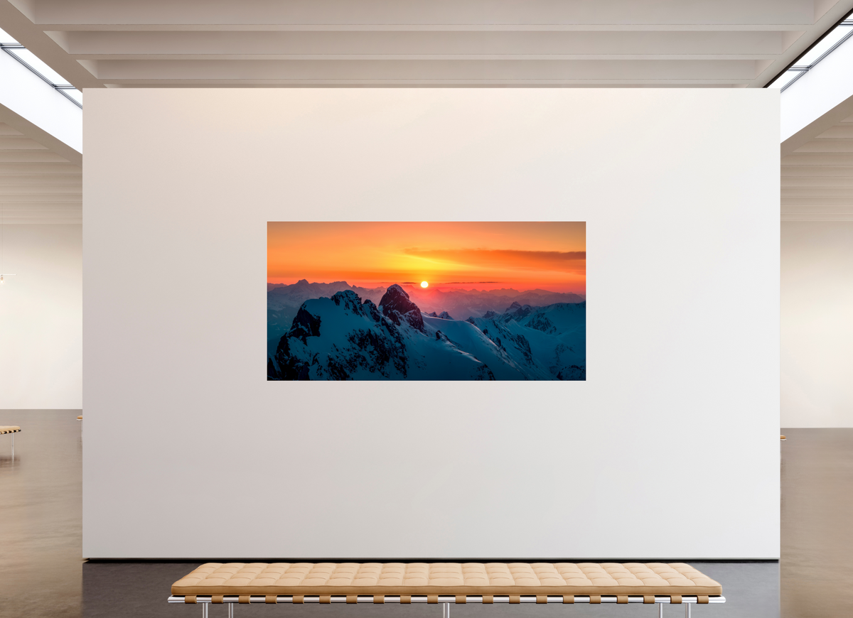 240 x 120 cm, Photo Print Under Acrylic Glass Winter Sunset Above Lech Zürs, Arlberg