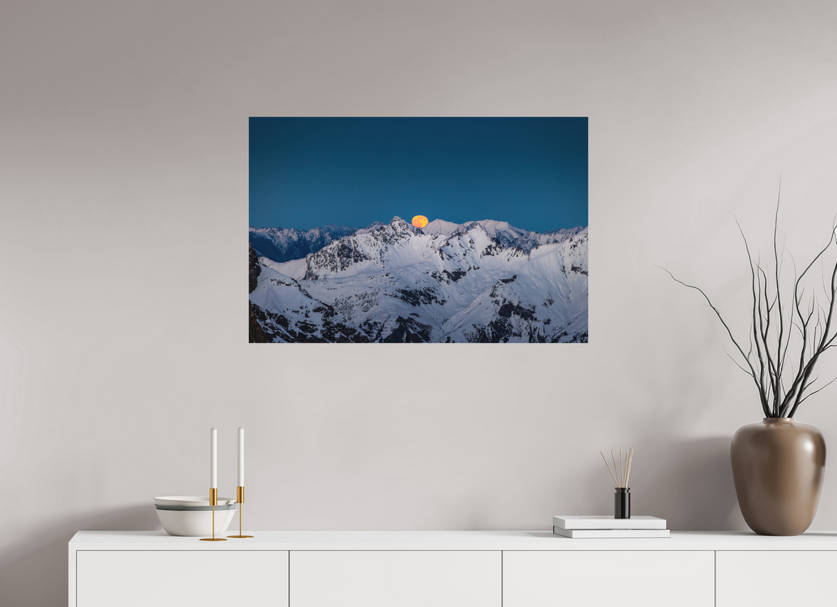 90 x 60 cm, Papierprint ohne Rahmen Moonrise at Trittkopf, Arlberg