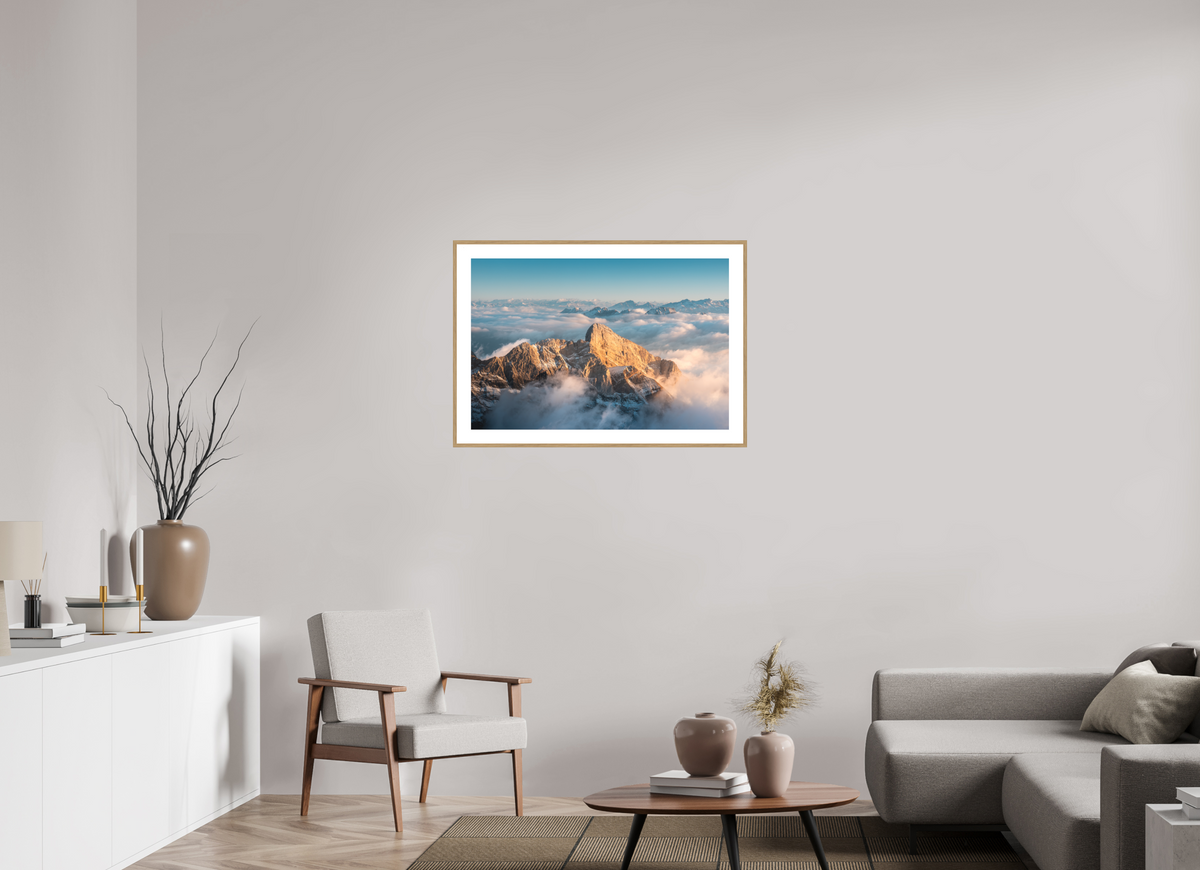 90 x 60 cm, Rahmen-Holzoptik Säntis Sunset, Switzerland Alps