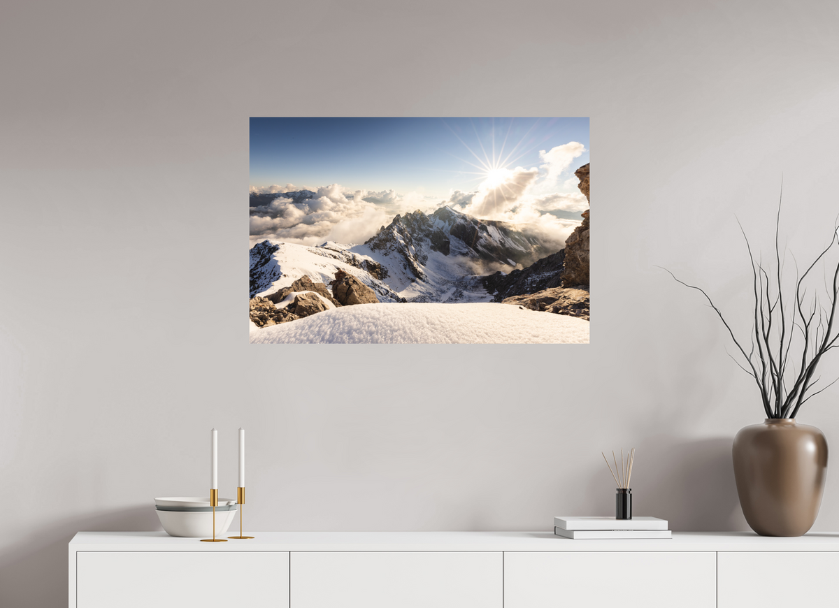 90 x 60 cm, Papierprint ohne Rahmen Dramatic Sunset at the Valluga, Arlberg