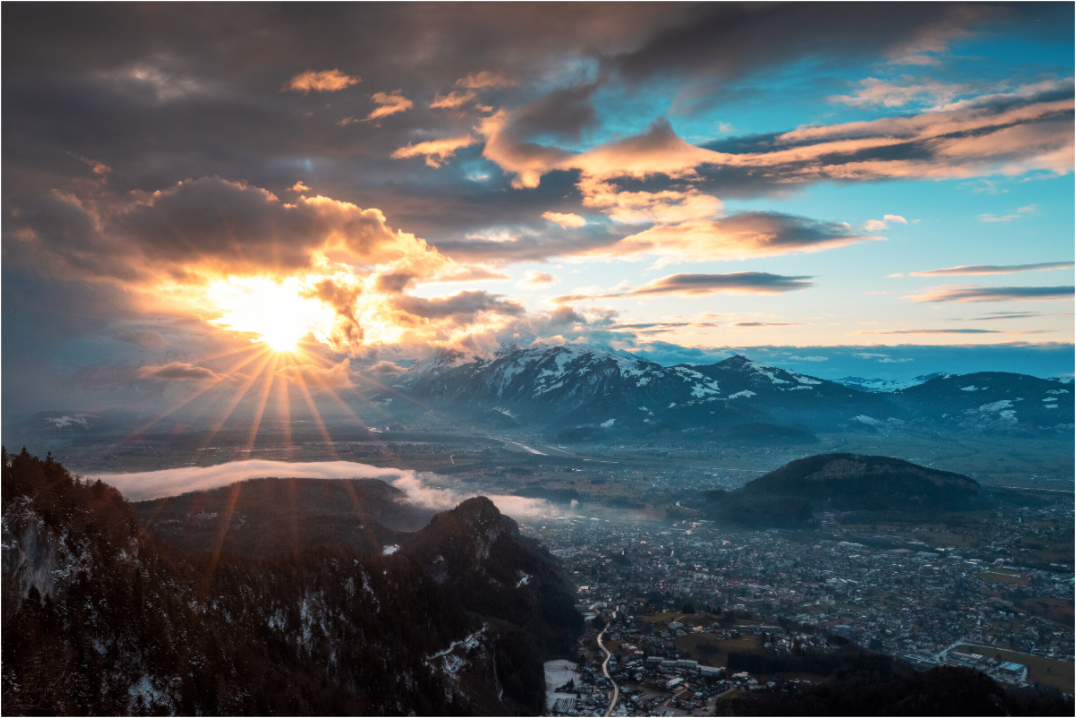Main image Rhine Valley Winter Sunset, Vorarlberg