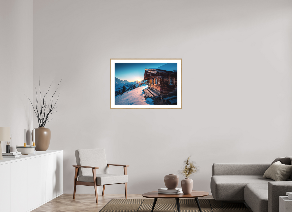 90 x 60 cm, Rahmen-Holzoptik Zuger Hütte, Arlberg
