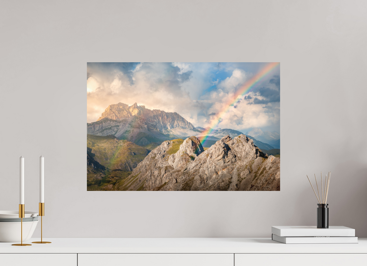 60 x 40 cm, Papierprint ohne Rahmen Rainbow over Rote Wand, Arlberg Alps