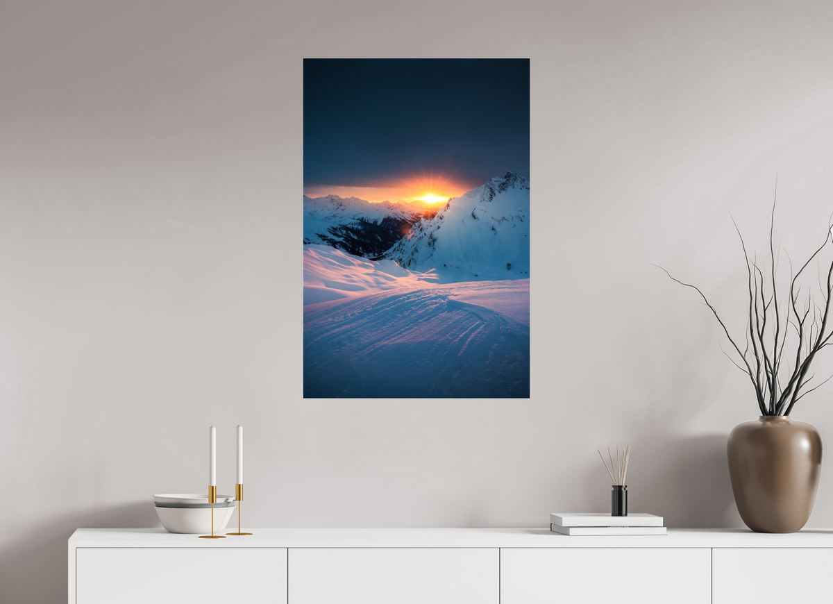 60 x 90 cm, Photo Print Under Acrylic Glass Sunset Above Zürs, Arlberg