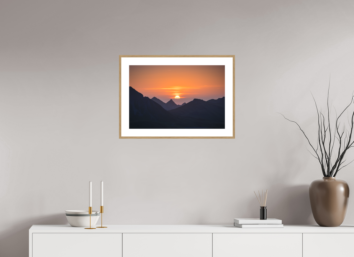 60 x 40 cm, Rahmen-Holzoptik Portlerhorn Sunrise, Vorarlberg