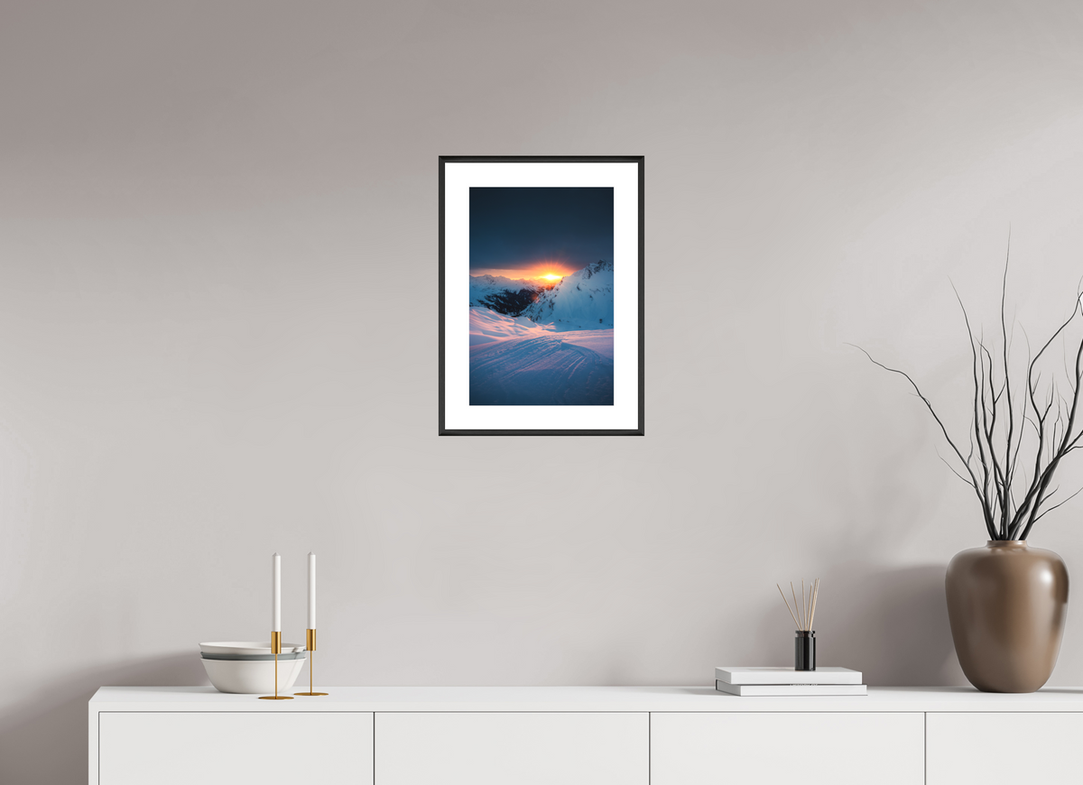 30 x 45 cm, Rahmen-Schwarz Sunset Above Zürs, Arlberg