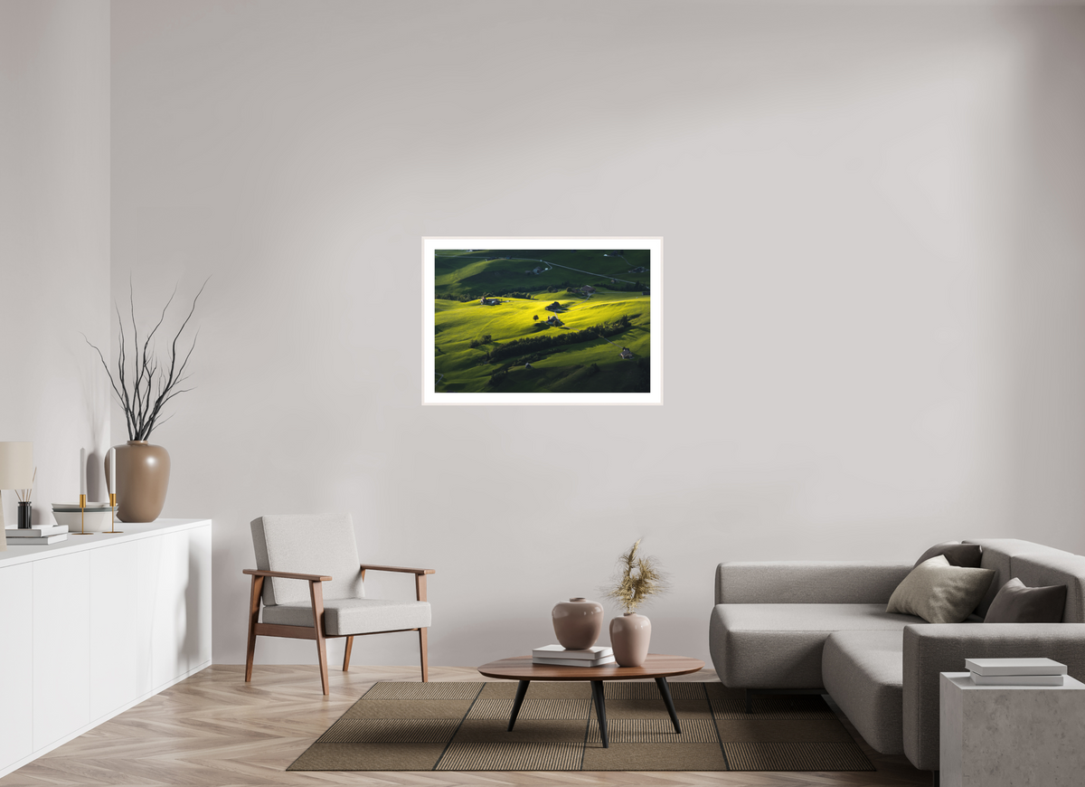 105 x 70 cm, Rahmen-Weiß Swiss Farmland at Hoher Kasten, Alpstein