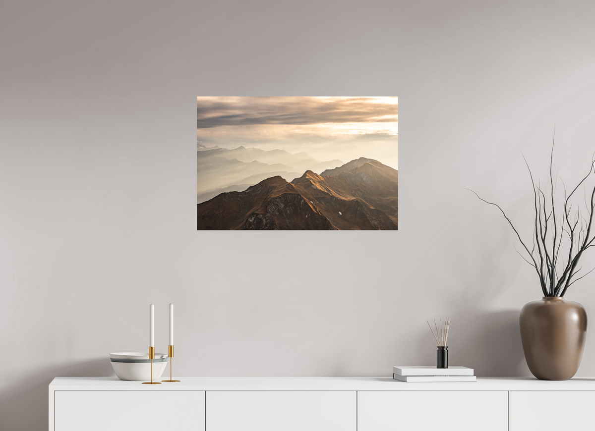 75 x 50 cm, Papierprint ohne Rahmen Alpine Cloud Inversion at Sunset