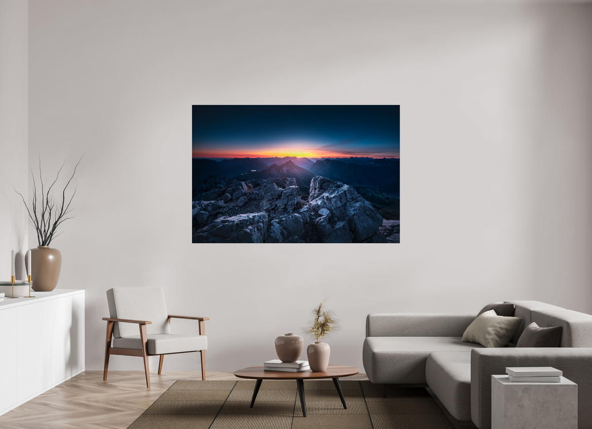 180 x 120 cm, Photo Print Under Acrylic Glass Sunrise at the Mohnenfluh, Lech