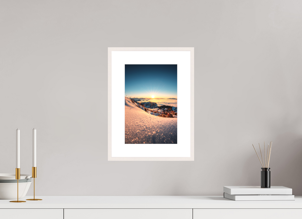 20 x 30 cm, Rahmen-Weiß Sunset Mountain Layers, Vorarlberg