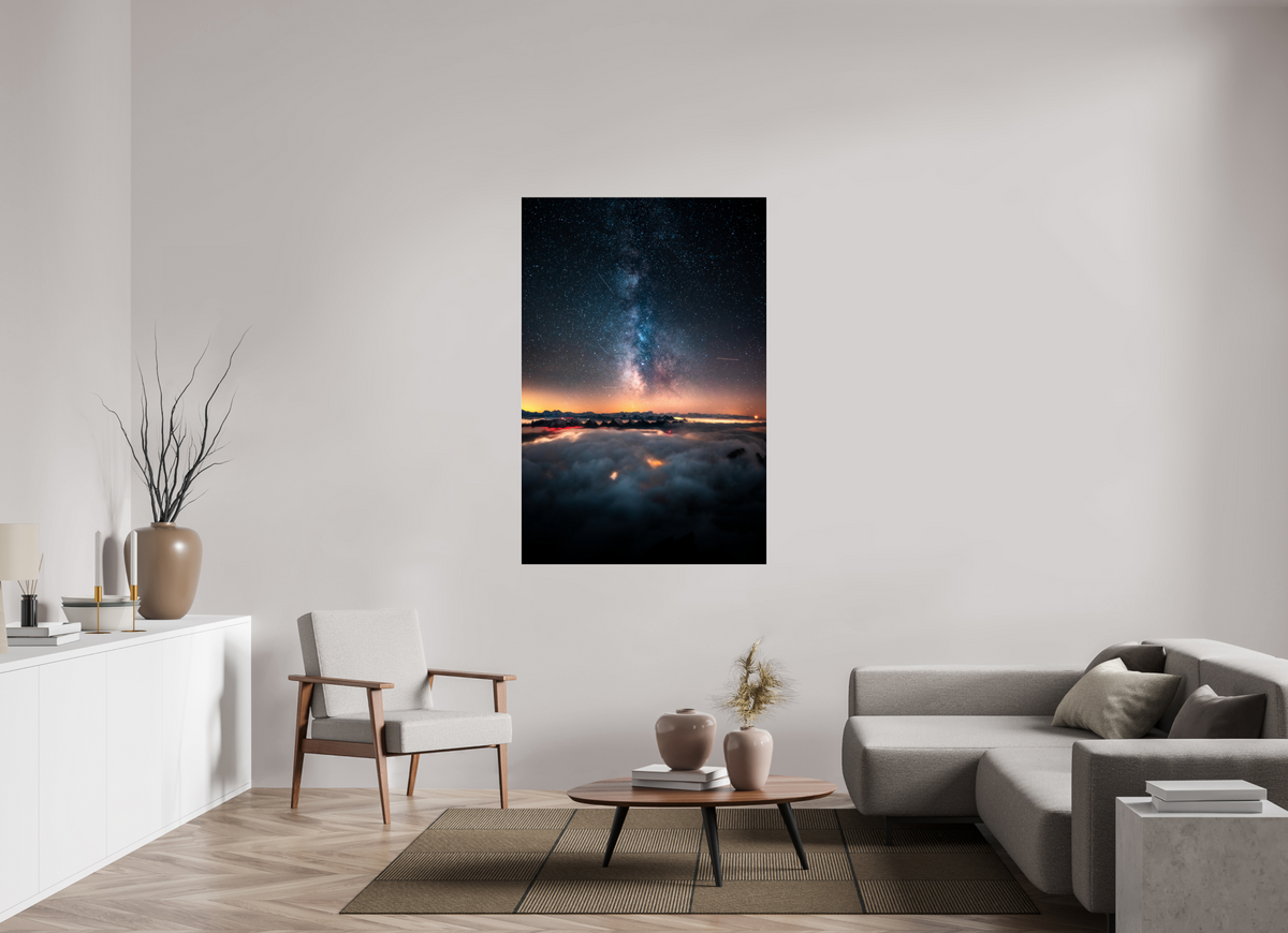 100 x 150 cm, Photo Print Under Acrylic Glass Säntis Milky Way at Night, Switzerland
