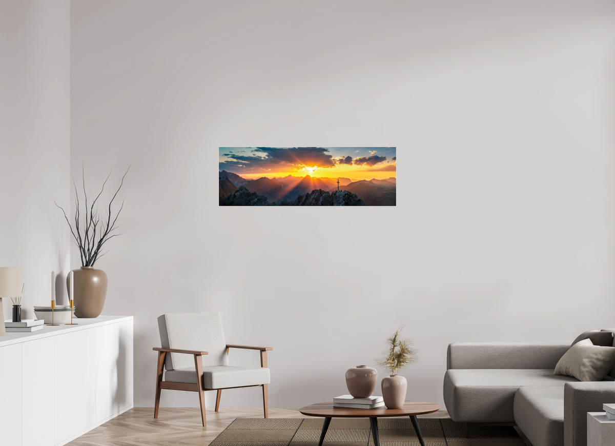 120 x 40 cm, Photo Print Under Acrylic Glass Sunset at the Karhorn, Warth