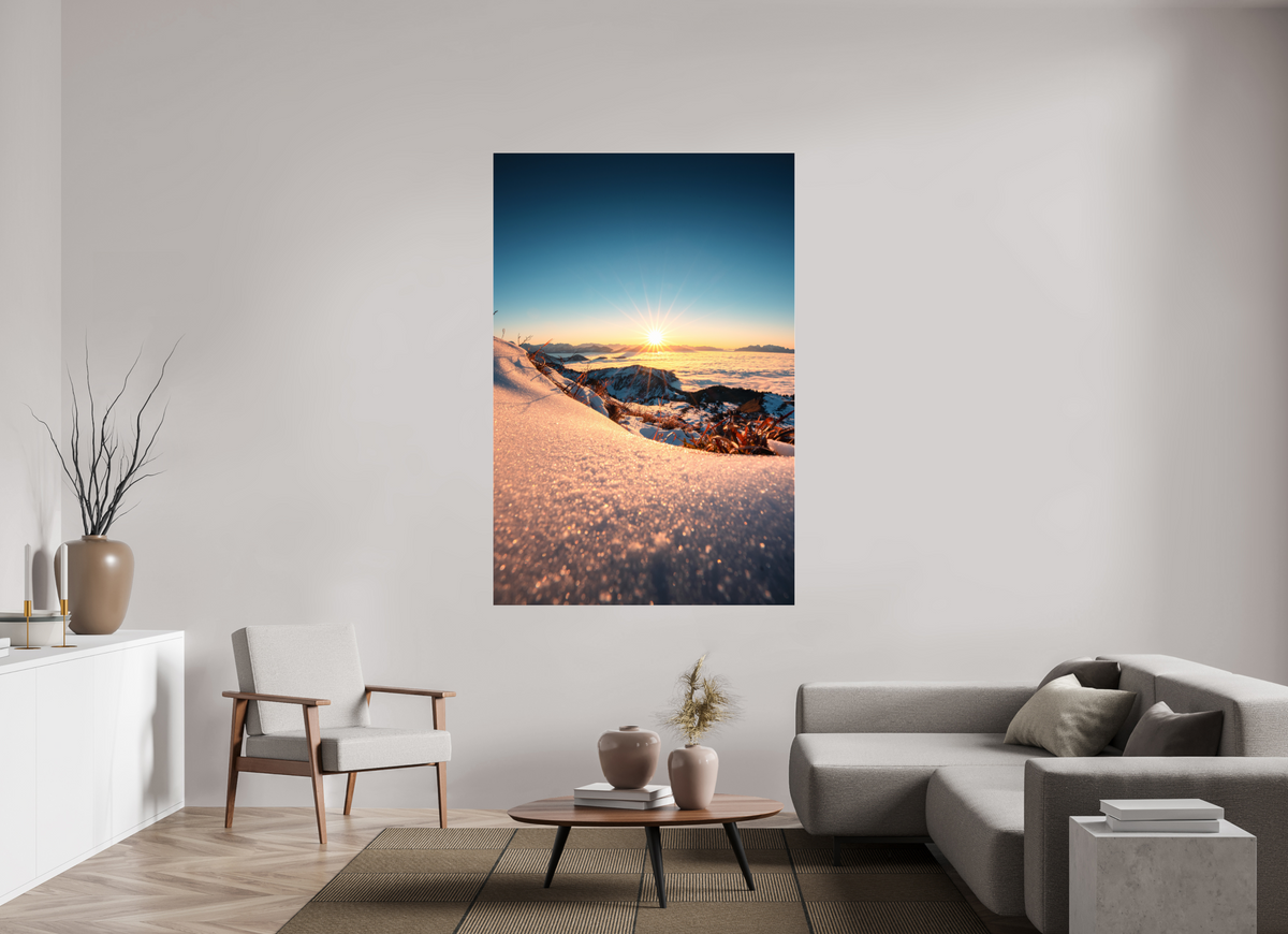 120 x 180 cm, Photo Print Under Acrylic Glass Sunset Mountain Layers, Vorarlberg