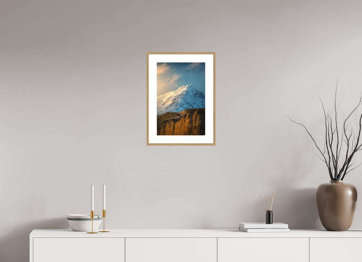 30 x 45 cm, Rahmen-Holzoptik Sunlit Peaks, Ushuaia