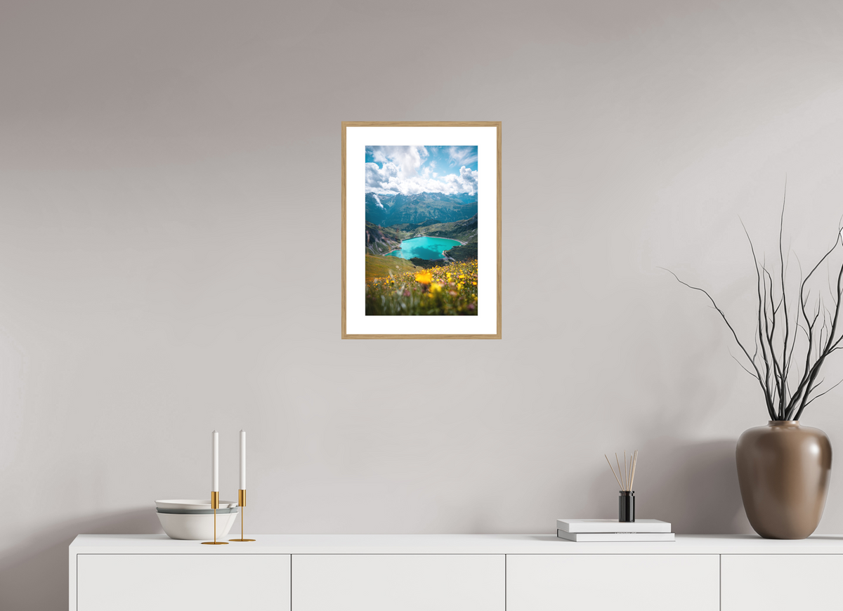 30 x 45 cm, Rahmen-Holzoptik Turquoise Lake in Summer, Lech