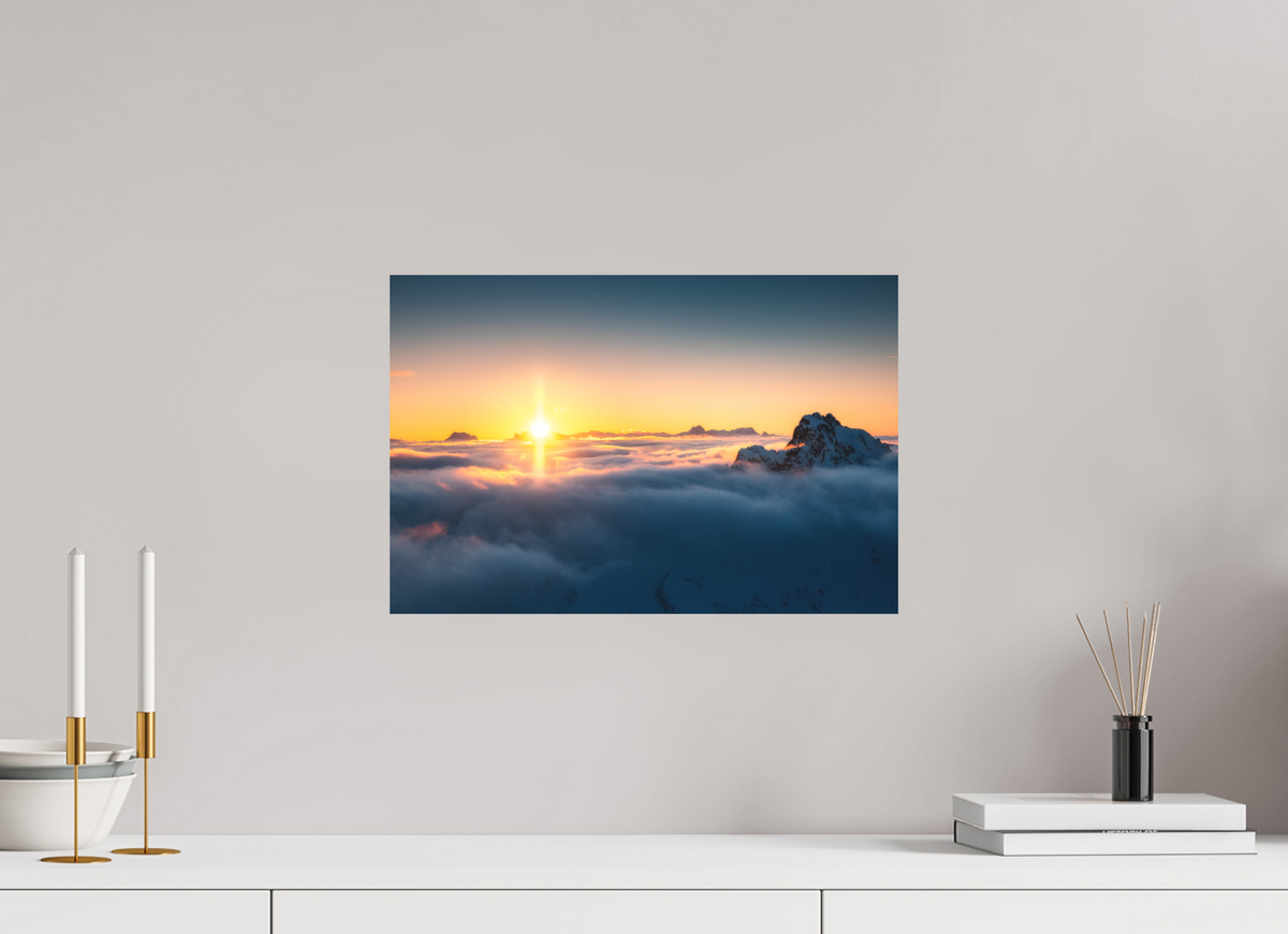 45 x 30 cm, Papierprint ohne Rahmen Golden Sunset Over the Clouds