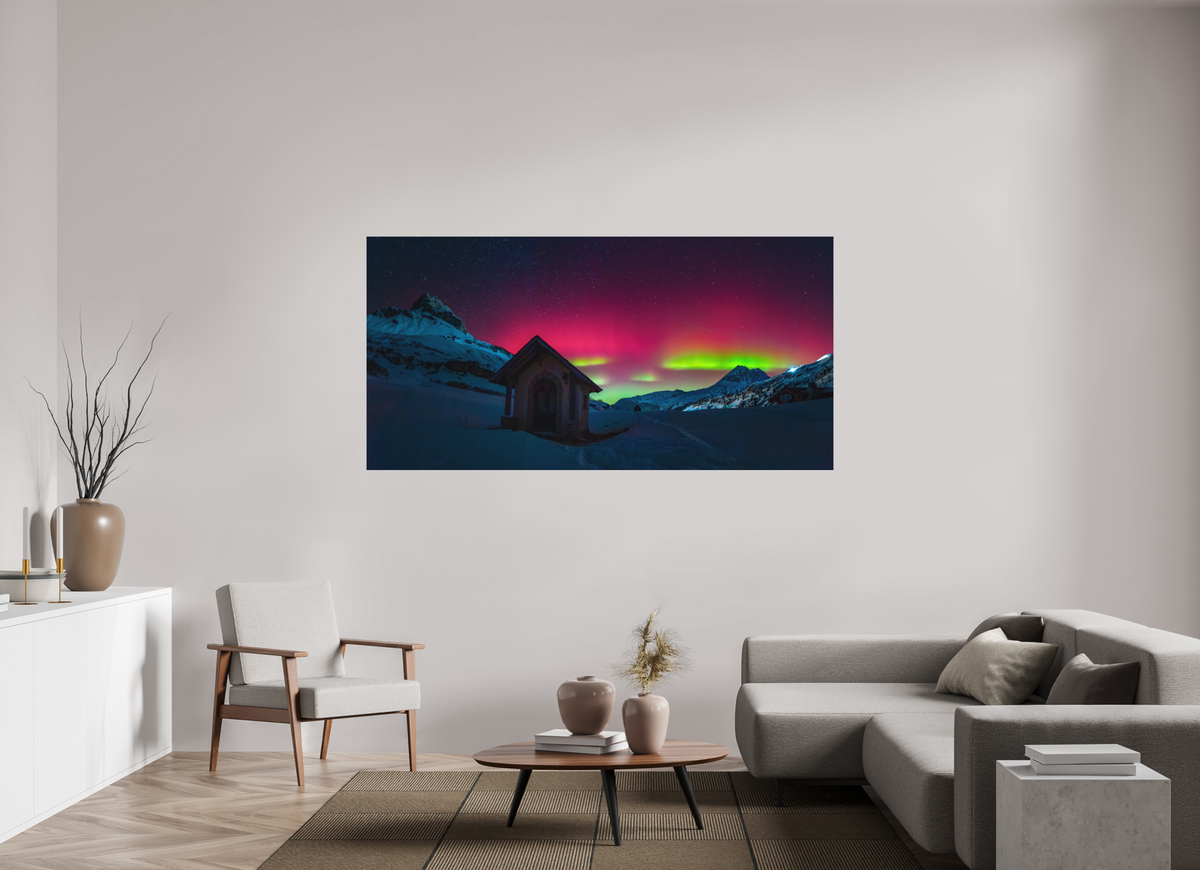 200 x 100 cm, Papierprint ohne Rahmen Polar Lights over Zürs, Arlberg