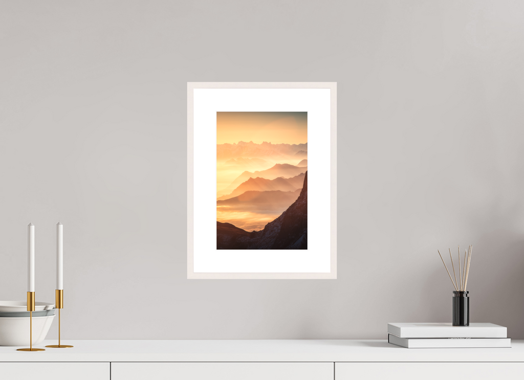 20 x 30 cm, Rahmen-Weiß Säntis Ridge Silhouette, Switzerland