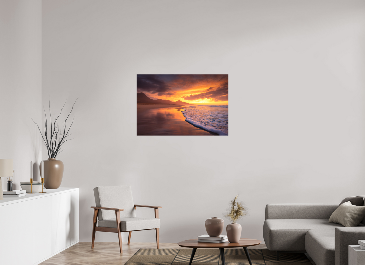 105 x 70 cm, Papierprint ohne Rahmen Dramatic Sunset on the Beach