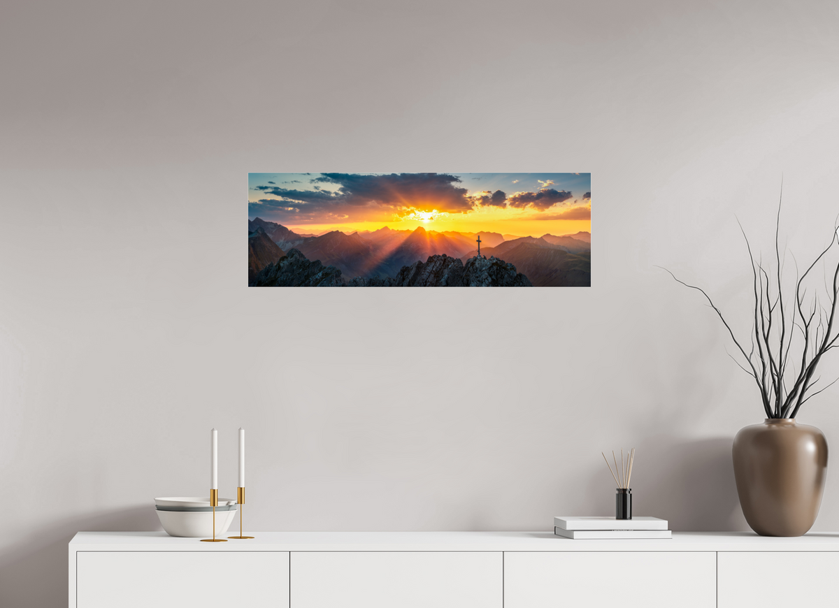 90 x 30 cm, Photo Print Under Acrylic Glass Sunset at the Karhorn, Warth