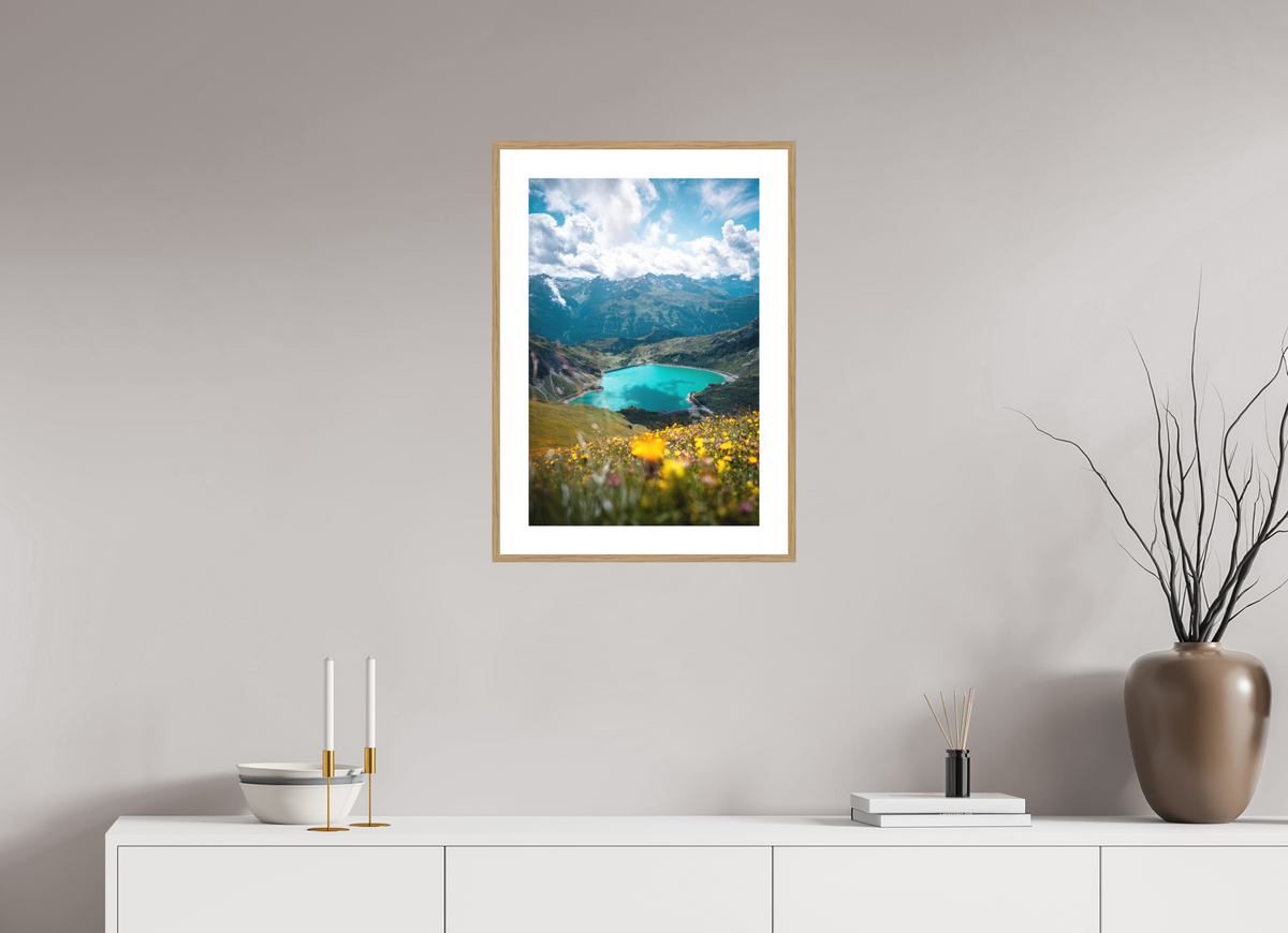 40 x 60 cm, Rahmen-Holzoptik Turquoise Lake in Summer, Lech