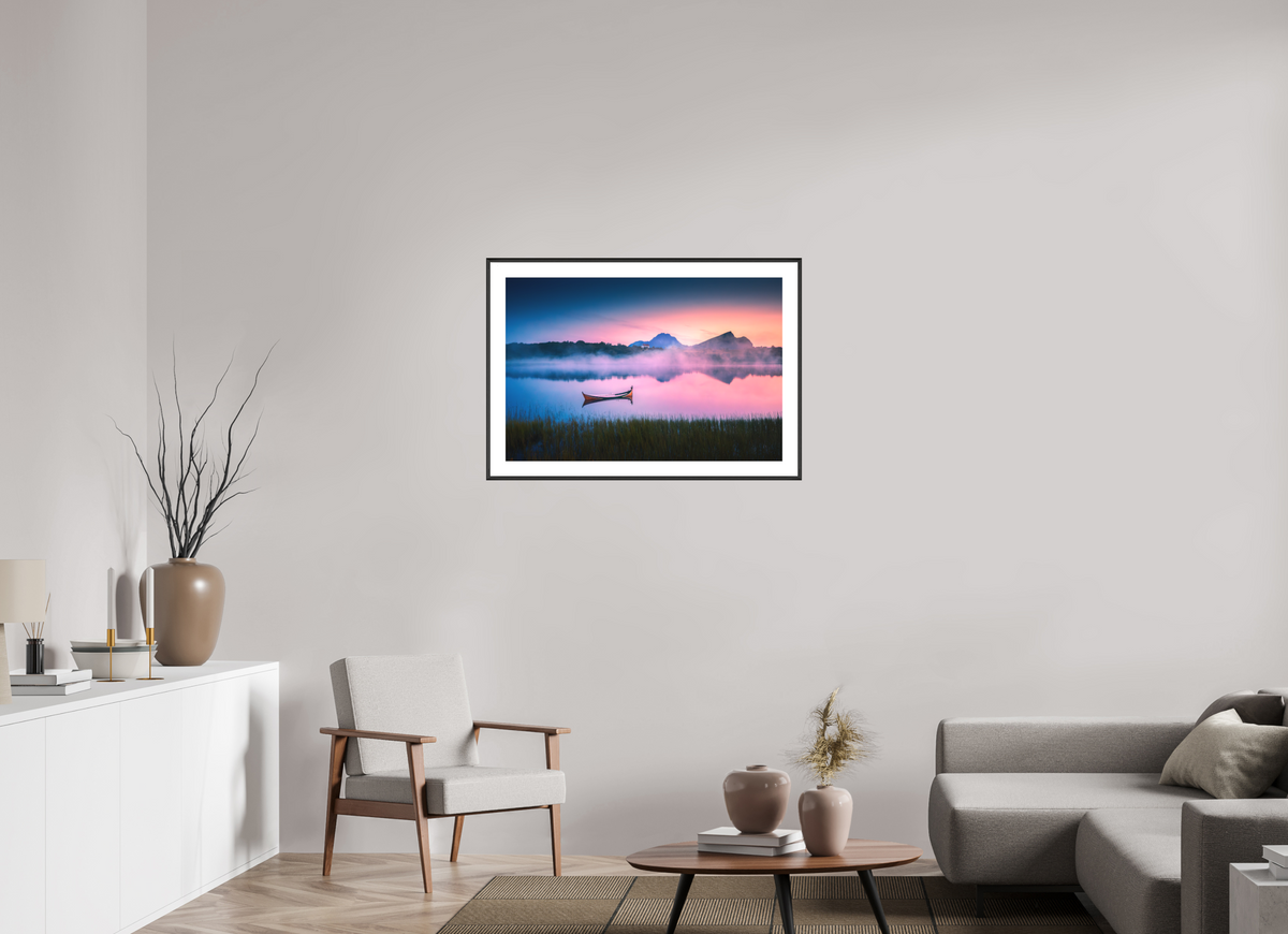 90 x 60 cm, Rahmen-Schwarz Evening Mood, Lofoten