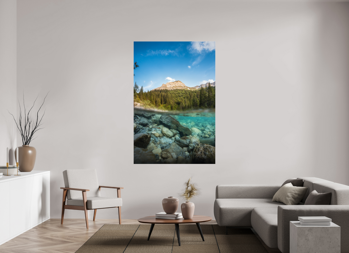 120 x 180 cm, Photo Print Under Acrylic Glass Summer on the Lech River, Arlberg