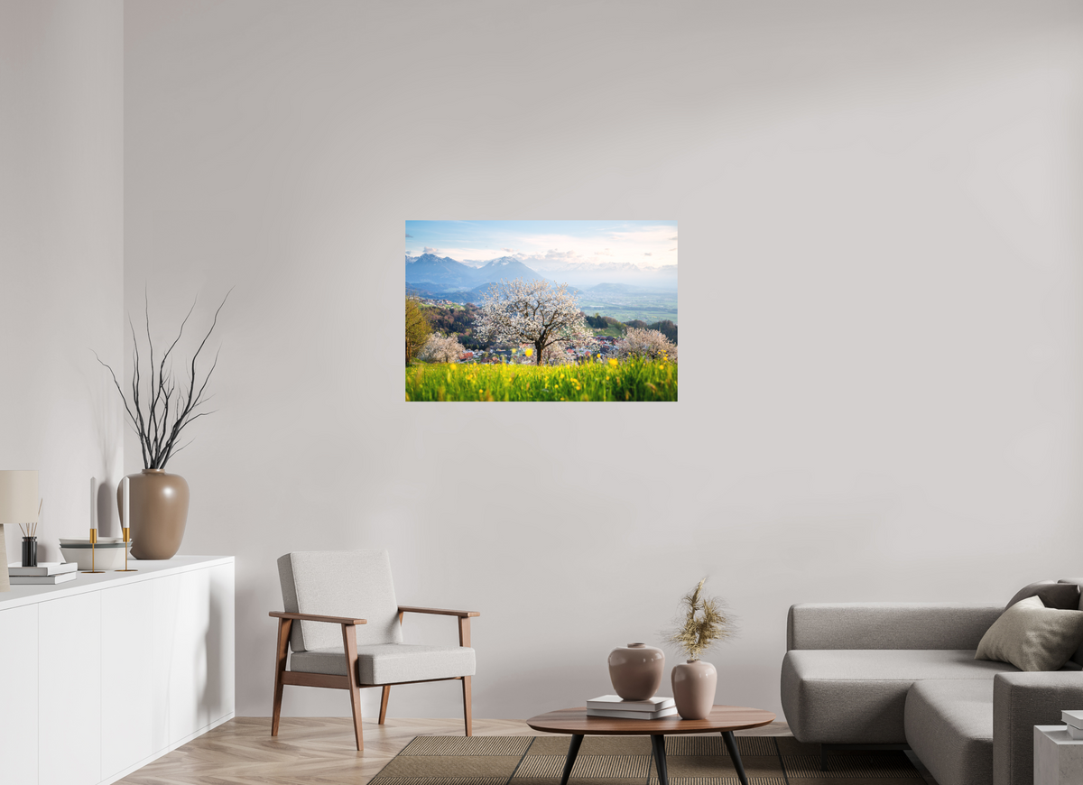 105 x 70 cm, Papierprint ohne Rahmen Spring Cherry Tree Meadow, Fraxern