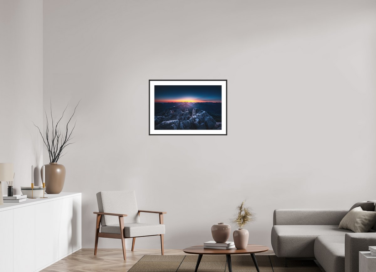 75 x 50 cm, Rahmen-Schwarz Sunrise at the Mohnenfluh, Lech